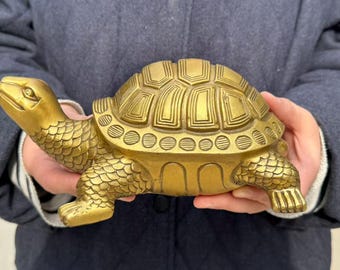 Vintage Brass Turtle Statue, Bronze Collectibles Figures Home Decor ,Longevity Tortoise Feng Shui Ornament Symbol of Peace  ornaments gift.