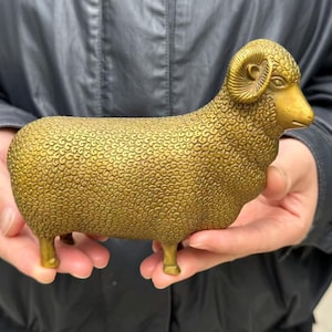 Brass Sheep Ram Figurine Animal home Decor Farmhouse Ornament Shelf Display Collectible Gift