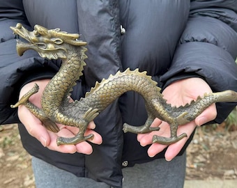 Vintage Copper Dragon Statue Luck & Success animal,Chinese Feng Shui zodiac Dragon Symbol  Meaning Placement  Royal Dragon ornaments