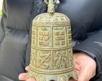 Campana de Buda del templo tibetano chung, campana de bendición de Nepal, carillón de viento Feng Shui, campana de la fortuna, decoración colgante de jardín, artesanía de bendición de campana taoísta