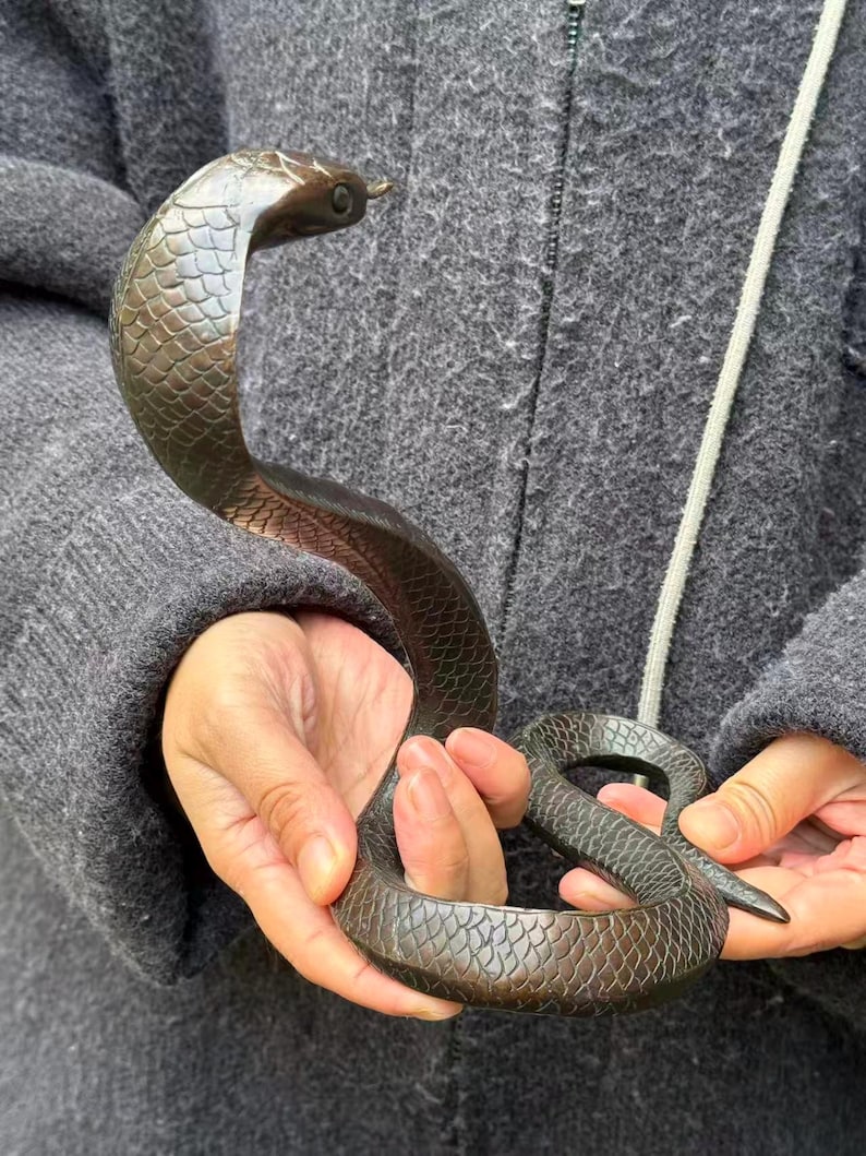 Big Copper King Cobra Snake Animal Figure Coiled Collectible Display ...