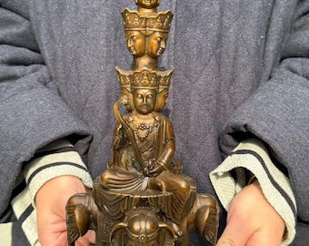 Copper  Bodhisattva  buddha Statue,  Feng Shui Art  temple safety peace home decor ornaments