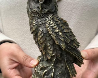Vintage Copper Owl Statue, Owl Figurine, Unique Tabletop Art , Owl Sculpture Garden Decoration Metal Yard Art for Outdoor Indoor ornaments