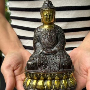 Estatua de Buda tibetano de cobre, decoración del hogar, decoración zen para exteriores, regalo de Buda para interiores, Buda Sakyamuni, meditación, adornos Feng Shui, Amitabha