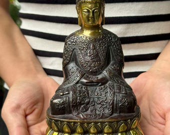 Koperen boeddha tibetaanse boeddhabeeld woondecoratie, buiten zen decor Buda binnen cadeau Sakyamuni boeddha meditatie feng shui ornamenten amitabha