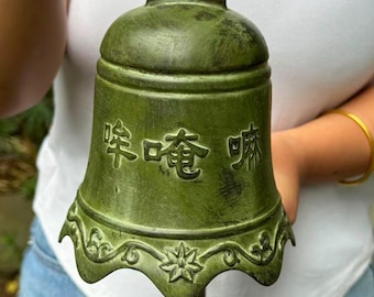 Tibetan vintage Temple Buddha Bell chung, Nepal Huge Bell Blessing, Feng Shui Zhong bell  Wind Chime Fortune Bell Garden Hanging Decor Gift