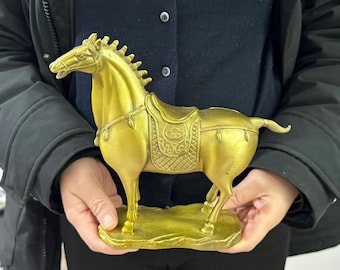 Estatua de caballo de latón, escultura de caballo del zodíaco Feng Shui Figura de riqueza animal Decoración del hogar Regalo de inauguración Artesanías Ahuyenta a los malos espíritus