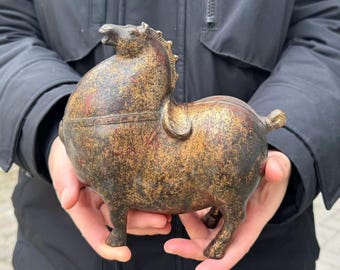 Vintage Bronze Horse statue,Copper fat Horse , Brass Sculpture Collectable Table Decor Animal wealth Figurine Home Decor Opening gifts