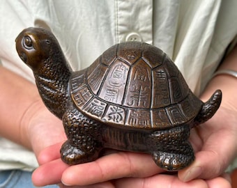 Vintage Copper Turtle Statue, Bronze Collectibles Home Decor ,wealth Longevity Tortoise Feng Shui Ornament Symbol of Peace  ornaments gift