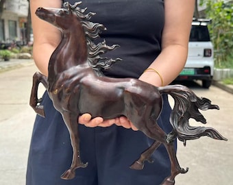 Huge Vintage style copper Horse statue ,Copper Zodiac Horse Statue Collectable Table Decor Animal Figurine Living Room Home Decor feng shui