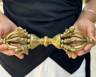 Mässing Dorje Phurpa mortelstöt, Handgjord Buddha Vajra Hantverkskollektion Dekor, Tibetansk Dorje Buddhism Mahakala Buddha Nepal amulett Utvisa det onda
