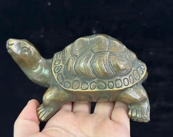 Vintage Copper Turtle Statue, Bronze Figures Home table Decor ,Longevity Tortoise Feng Shui Ornament Symbol of Peace