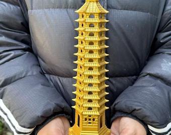 Copper Wenchang Tower Stupa Pagoda, Feng shui Exorcise evil spirits Talisman Feng shui Decor  office desk  House protection ornaments