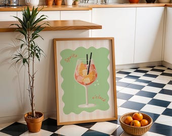 Cocktail-Poster | Aperol Spritz Poster | Aperol Spritz Wandkunst | Digital Cocktail Druck | Küche Dekor | Barwagen Dekor | Sofort Download