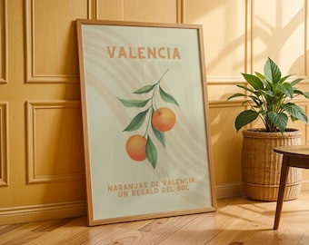 Valencia Oranges Digital Print | Spanish Fruit Kitchen Wall Art | Mediterranean Citrus Poster | Sunny Summer Printable Decor