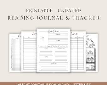 Printable Reading Journal: Book Review, Wishlist & Tracker (Digital Download)