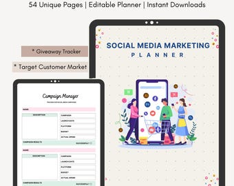 Digital Social Media Planner for iPad (GoodNotes) - Content Calendar, Marketing Plan, Instagram, TikTok, YouTube