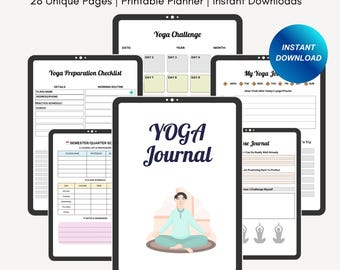 Printable Yoga Journal , Meditation Journal, Mindfulness Planner, Yoga Planner, Digital Products, Printable Template