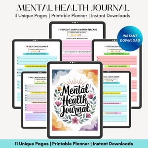 Mental health journal bundle printable,Digital Mentalhealth planner,Wellness workbook,Therapy worksheet,Anxiety management,Self care tracker