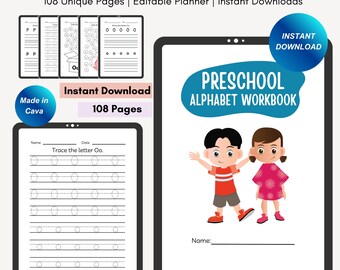 Alphabet Worksheets Editable Tracing Coloring Homeschool Teacher Kids Letters Kindergarten & Prek Toddlers Handwriting Letter Practice