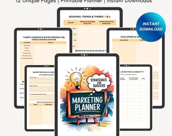 Marketing Plan Template Printable Marketing Social Media Planner Marketing Planner Template PDF Marketing Business Plan Digital Product