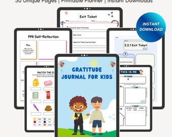 Gratitude Journal For Kids With Prompts | Printable PDF | Instant Download | Daily Prompts | Gratitude Activities For Children Boys Girls