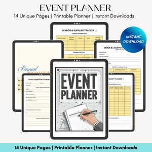 Event Planner, Event Planning Template, Digital Event Planning Book, Party Checklists, iPad Planner, Acrobat, GoodNotes Planner, Minimalist