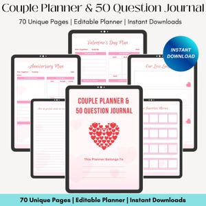 Couple Planner, Couple Journal, Relationship Planner, Relationship Goals Planner, Printable Planner, Instant Planner Download, US Letter