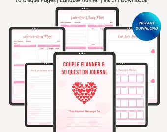 Koppelplanner, koppeldagboek, relatieplanner, relatiedoelenplanner, afdrukbare planner, instant planner downloaden, Amerikaanse brief