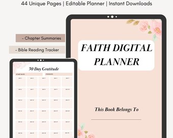 Insteekkaarten digitale planner Faith: 44 pagina's met hyperlinks (pdf-download)