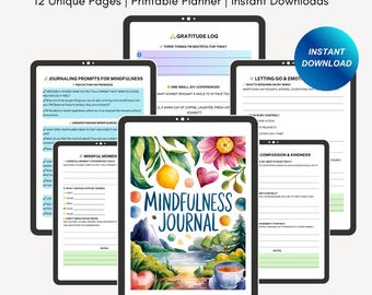 Mindfulness Journal | Mental Health Planner | Printable Template | Mindfulness Journal | Self-Care Worksheet | Printable Digital Products