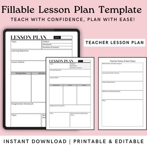2-page Fillable Lesson Plan Template With Dofferentiation and ...