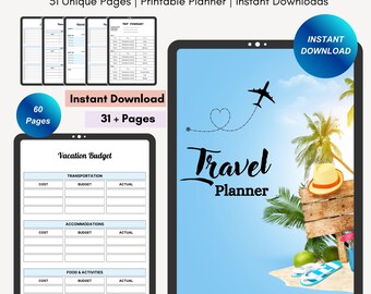 Travel Planner Editable Canva KDP Travel Planner Editable Templates for Journal 8.5x11" inch or Canva printable also used as KDP