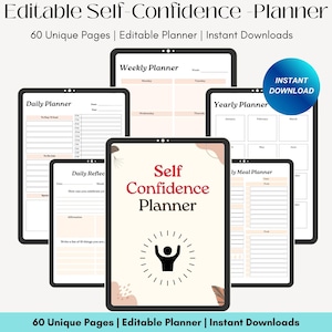 Self Confidence Planner, Self Esteem Workbook, Self-Care Prompts, Teen Planner, Confidence Building Worksheets, Printable Journal