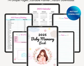 2025 Baby Memory Book - Baby Record Book - Baby Milestone Book - Newborn Keepsake Book - Digital Baby Memory Book - Instant Download