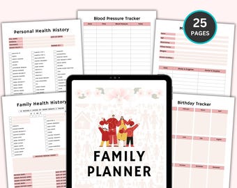 EDITABLE FAMILY PLANNER Command Center | Family Planner | Printable Family Calendar | Family Household Weekly Schedule | Homeschool