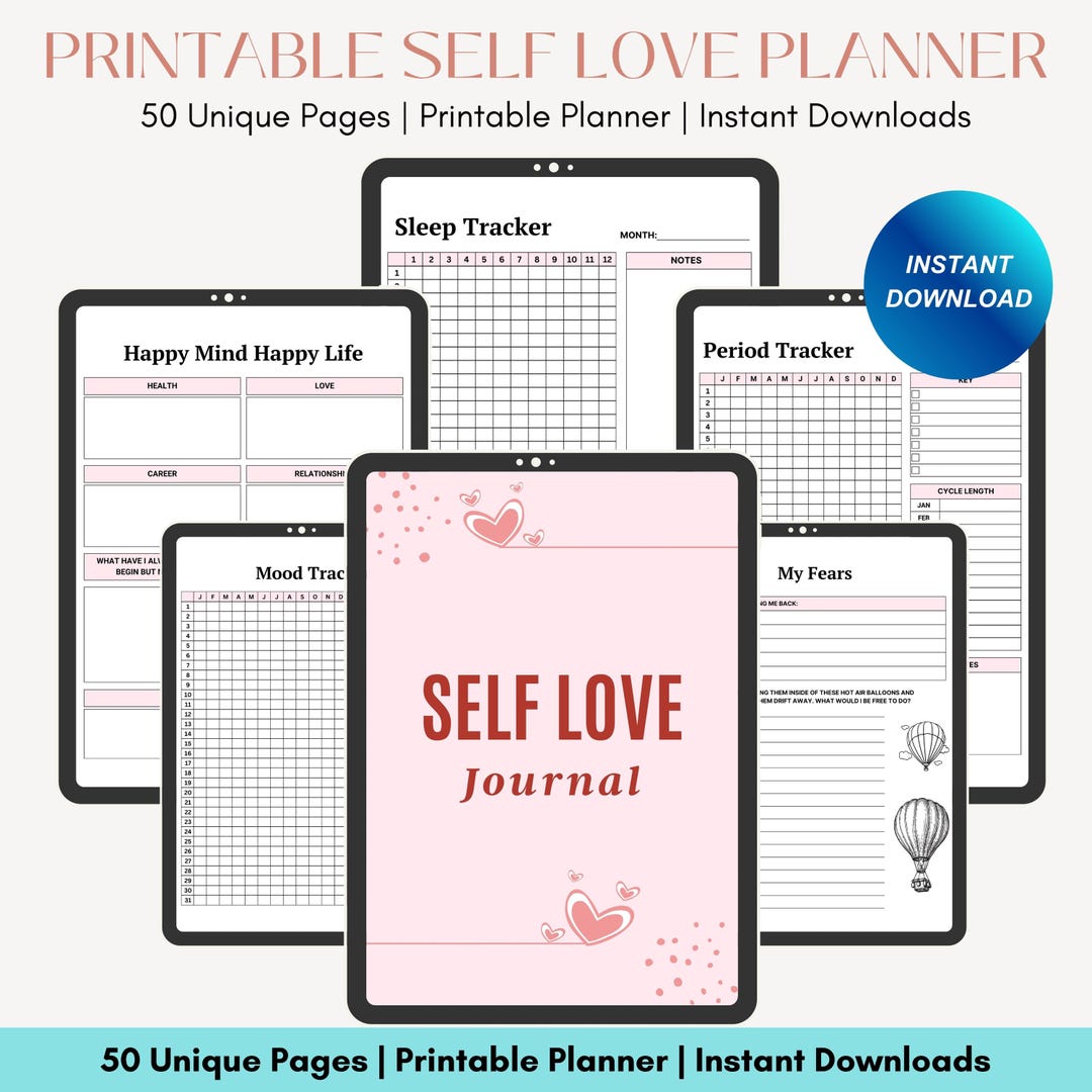 Self Love Workbook, Self Care Journal, Personal Growth Planner Mental ...