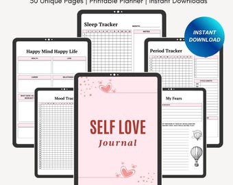 Self Love Workbook, Self Care Journal, Personal Growth Planner Mental Health Mindfulness Self-Help Bullet Journal, Daily Wellness Reflection