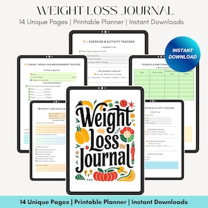 Weight Loss Journal| Digital Journal | GoodNotes Planner | iPad Planner | Fitness Planner | Workout Planner | Meal Planner | Weight Tracker