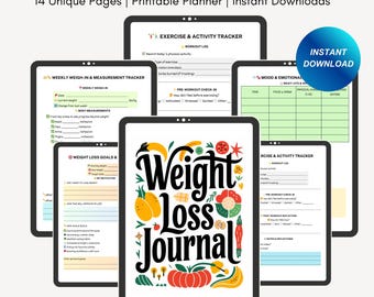 Weight Loss Journal| Digital Journal | GoodNotes Planner | iPad Planner | Fitness Planner | Workout Planner | Meal Planner | Weight Tracker