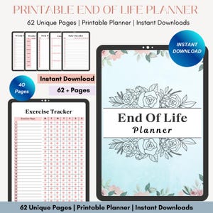 End of Life Planner ausfüllbare druckbare PDF, Was wäre wenn Binder Bundle, nur für den Notfall Digital Organizer, Notfall Binder Tod