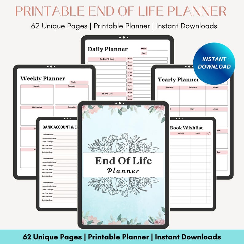 End of Life Planner Fillable Printable PDF, What If Binder Bundle, Just ...
