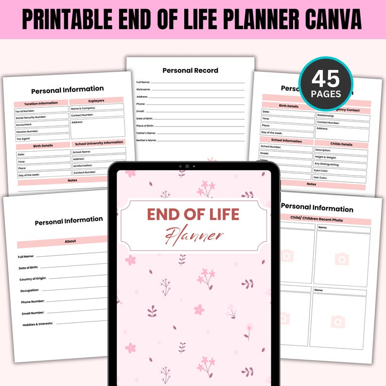 End of Life Planner Printable, When I Die Printable Planner, Emergency ...