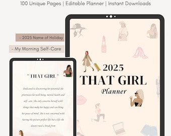 Digitale planner 2025, THAT GIRL planner, planner 2025, dagelijkse planner, weekplanner, maandelijkse planner, GoodNotes planner 2025, iPad planner