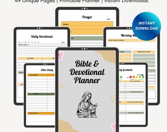 Planificador devocional bíblico / Uso personal y comercial, Estudio bíblico, Diario basado en la fe, Productos digitales, Diario devocional, Guía bíblica