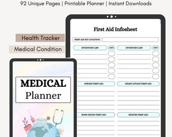 Digital Medical Planner Template | Healthcare Planner | Health Planner | Medication Tracker | Medical Binder | Canva Wellness Template Kit
