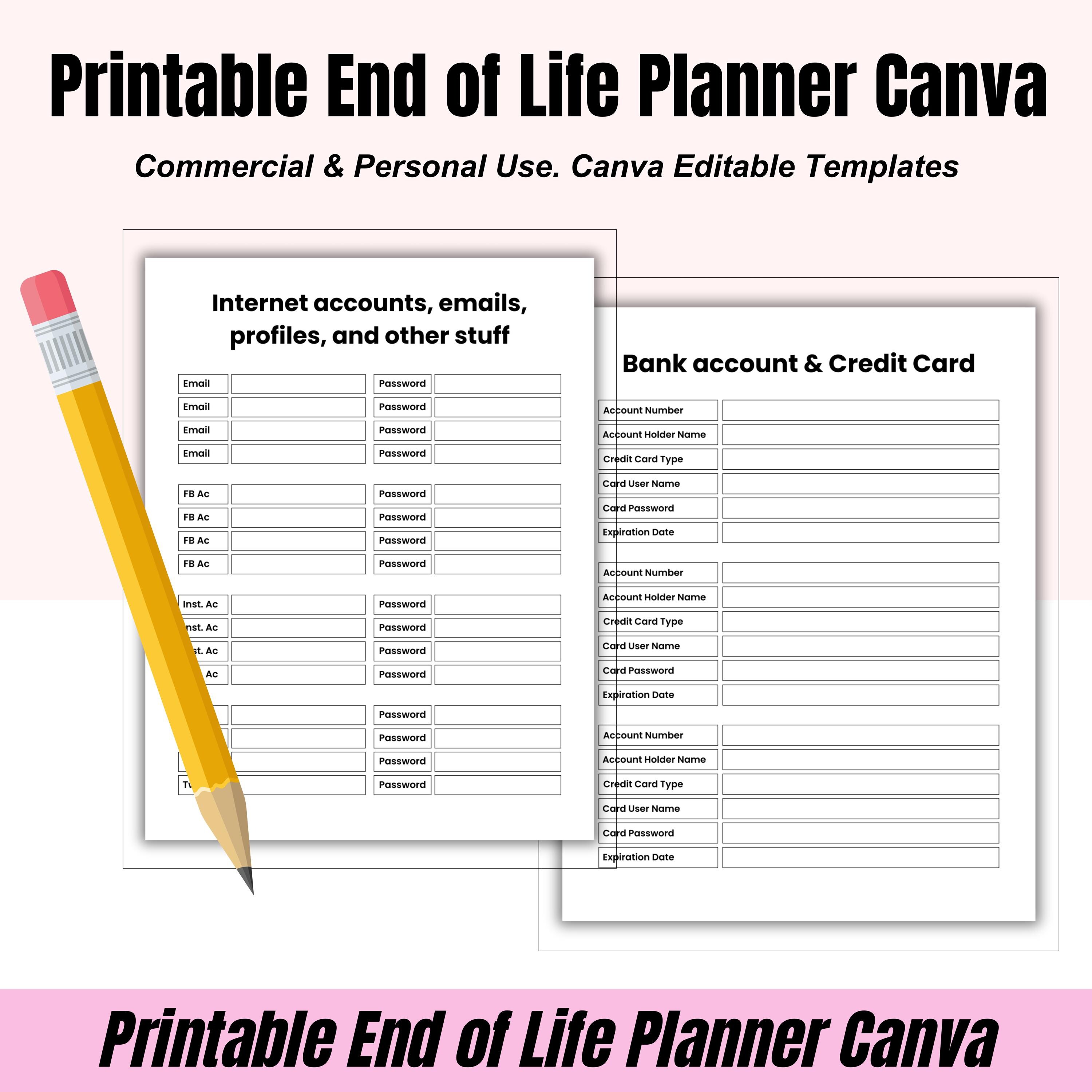 End of Life Planner Printable, When I Die Printable Planner, Emergency ...