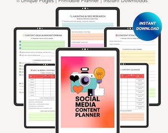 Social Media Content Planner, Social Media Management Template, Digital Content Weekly Planner, Monthly Content Planner Social Media Tracker