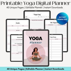 Digital Yoga Planner - Printable Journal for Mindfulness, Flexibility & Wellness (PDF Download)