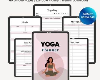 Digital Yoga Planner - Printable Journal for Mindfulness, Flexibility & Wellness (PDF Download)